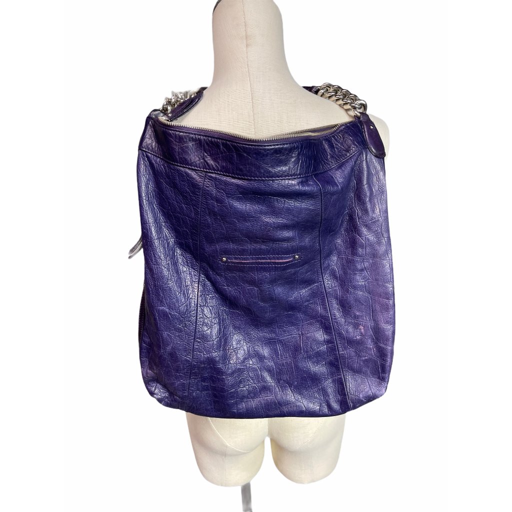 B. Makowsky Purple Leather Reptile Print Purse